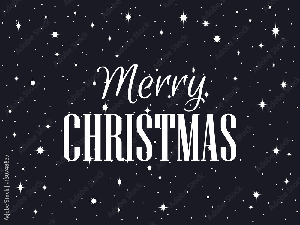 Fototapeta premium Merry Christmas. Black background with snowflakes and stars. Vector illustration.