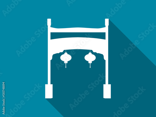 Chinese gate flat icon with long shadow. vector illustration.