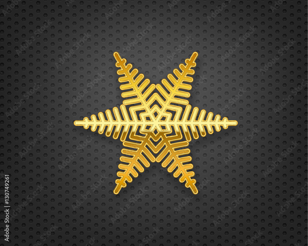 Fototapeta premium gold snowflake on black wall