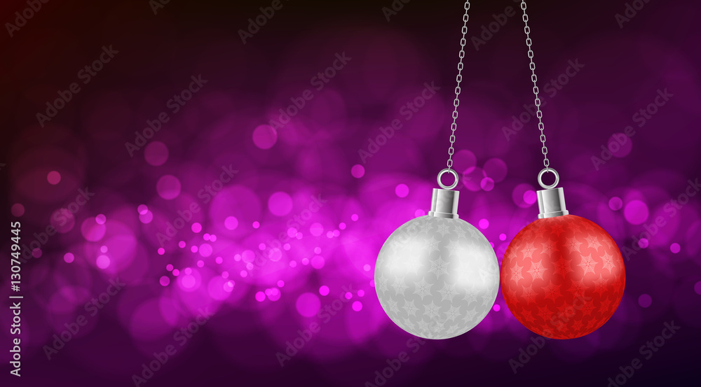 Fototapeta premium christmas ball on purple bokeh background