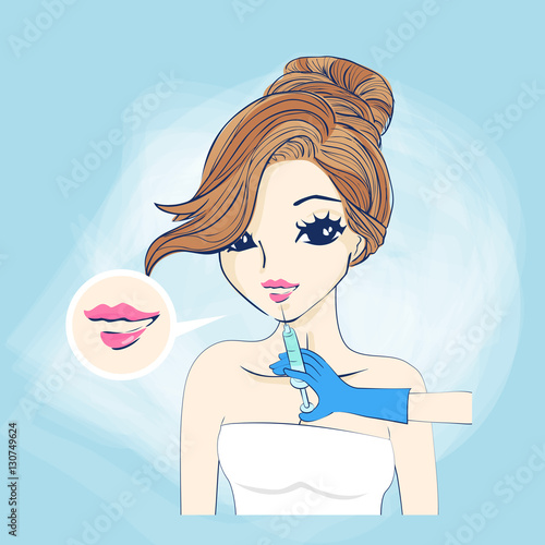 woman injection on her mouth