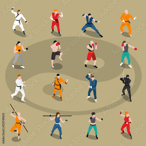 Martial Arts Isometric People Set