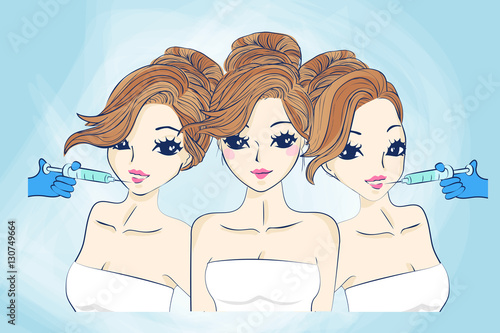 woman injection on her mouth