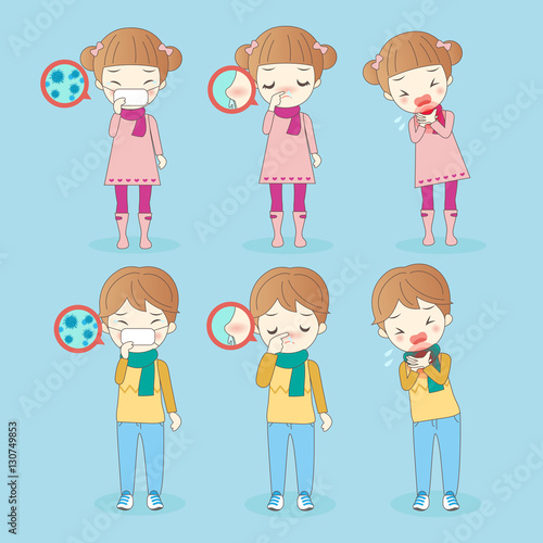 cartoon children has health problem