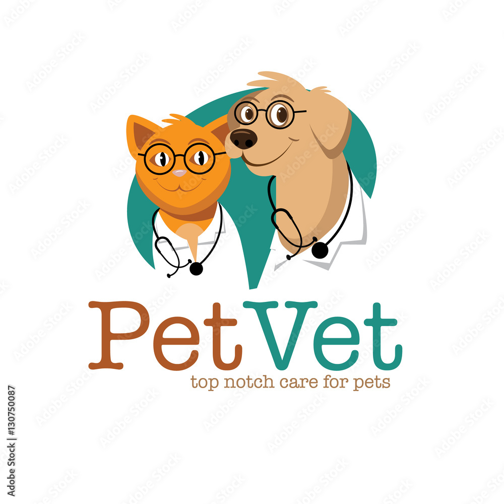 Cartoon Dog and Cat flat design veterinarian or pet shop icon. EPS 10  vector. Stock Vector | Adobe Stock