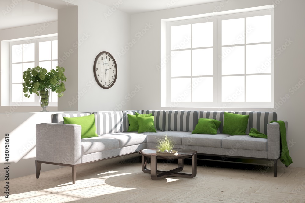 White living room interior with sofa. Scandinavian home design White living room interior with sofa. Scandinavian home design