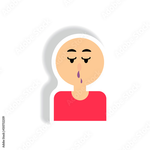 flowing snot nose Vector paper sticker various symptoms of AIDS on the human