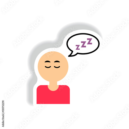 man closing eyes and sleep Vector paper sticker various symptoms of AIDS man sleeping a lot