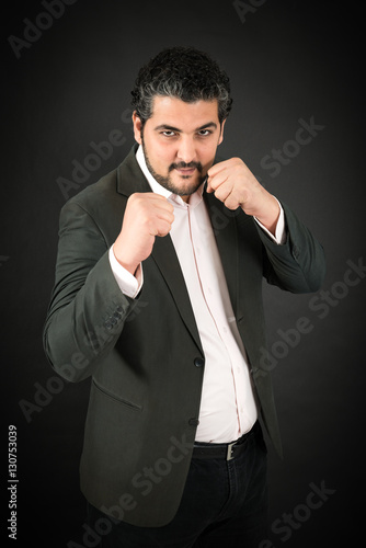 Handsome man doing different expressions in different sets of clothes: boxe