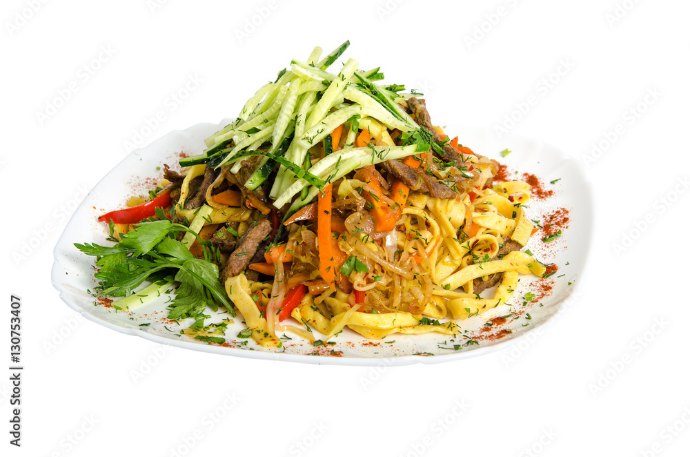 asian salad served on plate isolated asian salad served on plate isolated