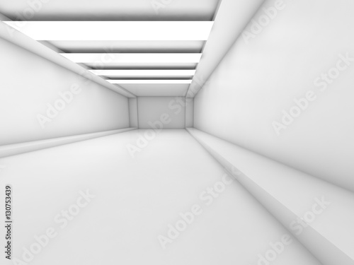 Abstract empty white corridor interior