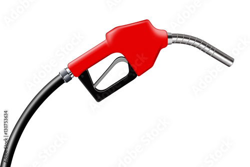 3D illustration red fuel nozzle on a white background