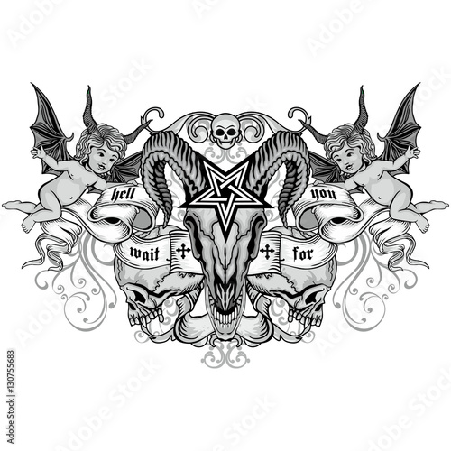  Gothic coat of arms with skull, grunge.vintage design t-shirts