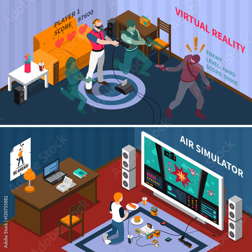 Entertainment Isometric Horizontal Banners 