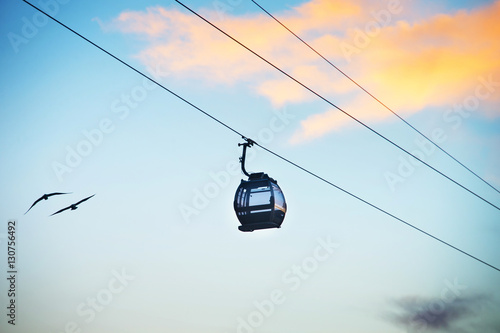 Cable car at sunset