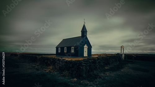 Black church in Helinar, Iceland