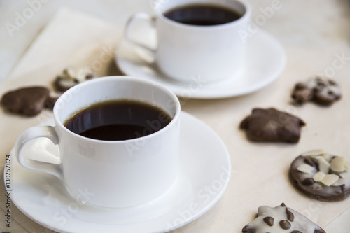 morning coffee with homemade cookies for two