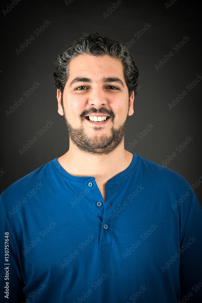 Handsome man doing different expressions in different sets of clothes: smile Handsome man doing different expressions in different sets of clothes: smile
