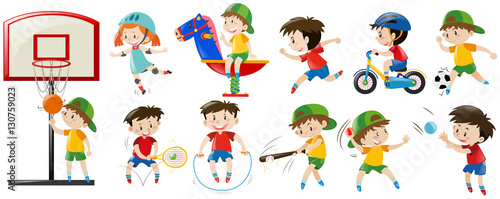 Children playing different sports and game