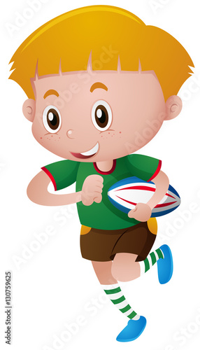 Little boy playing rugby