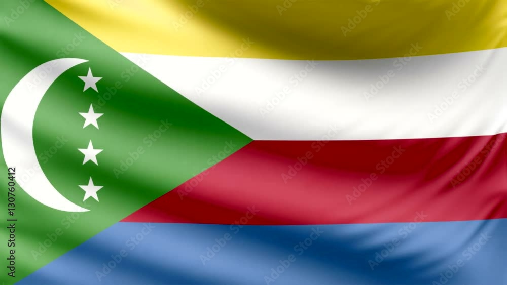 Realistic beautiful Comoros flag 4k Realistic beautiful Comoros flag 4k