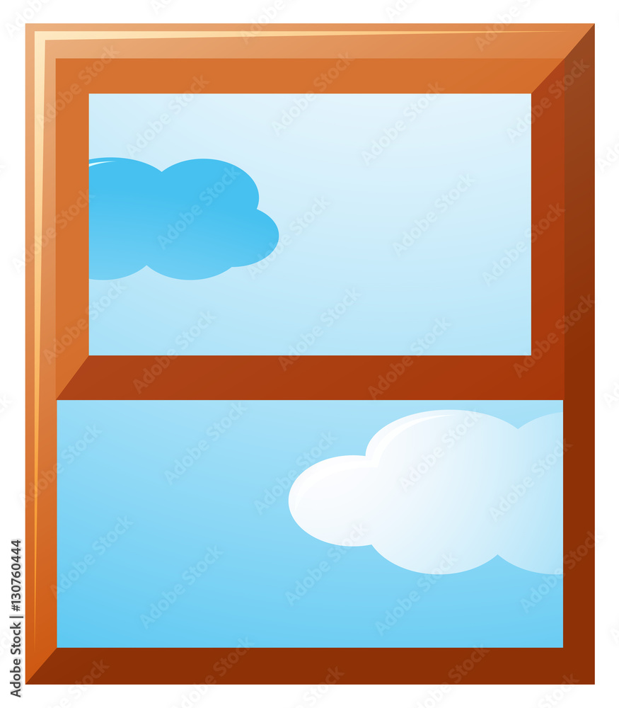 Window frame with sky view outside Window frame with sky view outside