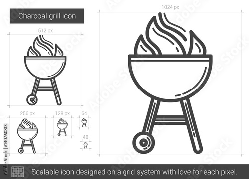 Charcoal grill line icon.