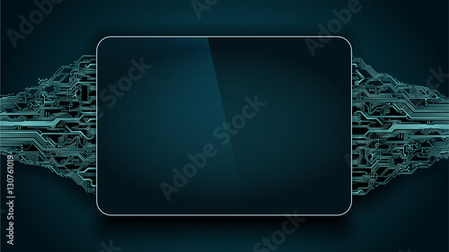 Abstract futuristic circuit board with electronic display, hi-tech digital technology concept