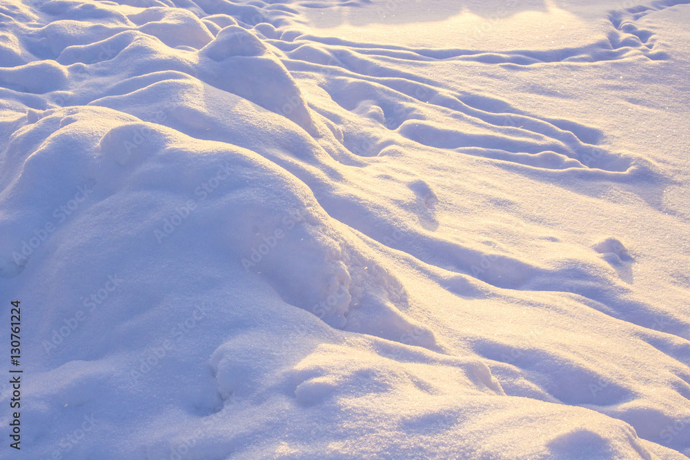 Relief Texture of Winter Blue Snow with Yellow Light Side. Relief Texture of Winter Blue Snow with Yellow Light Side.