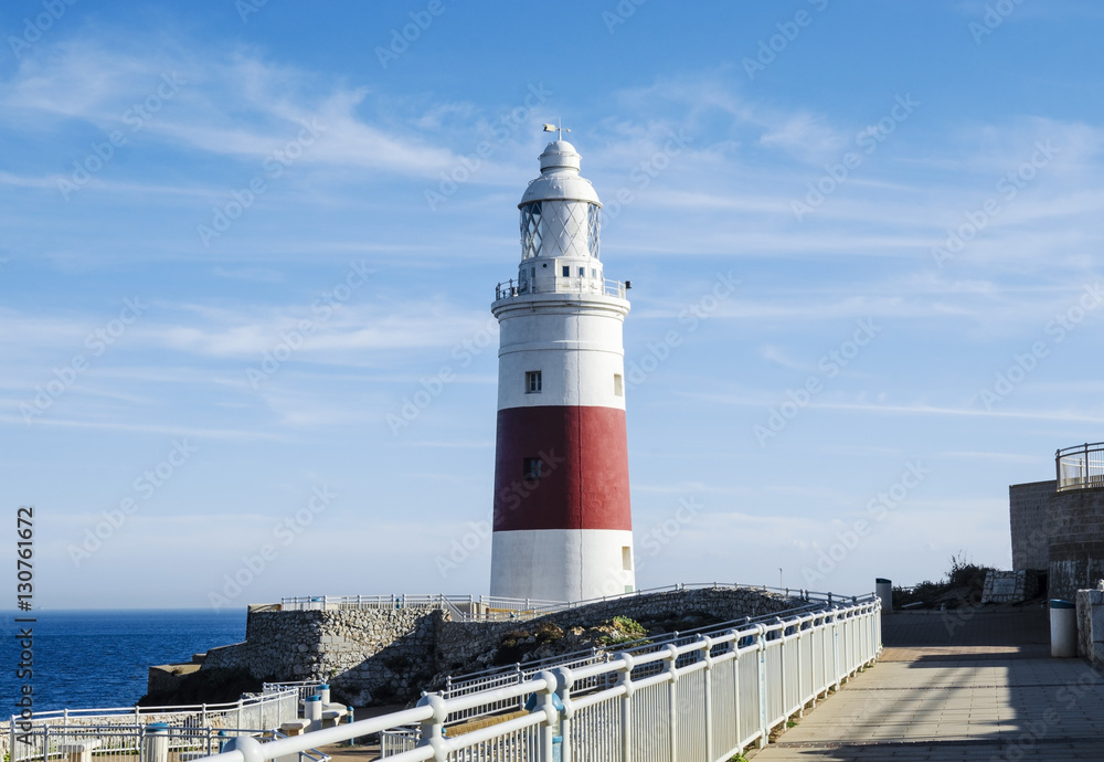Europa Point Lighthouse (Trinity Lighthouse or Victoria Tower). British Overseas Territory of Gibraltar. 