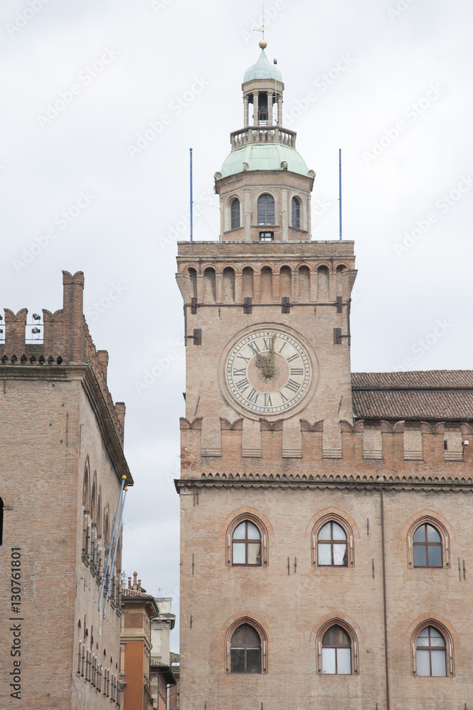 Clock Tower Building; Piazza Maggiore Square; Bologna
