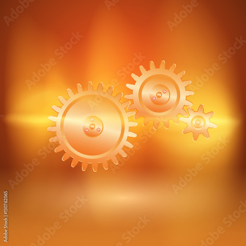 Abstract orange background with gear transmission in current arc