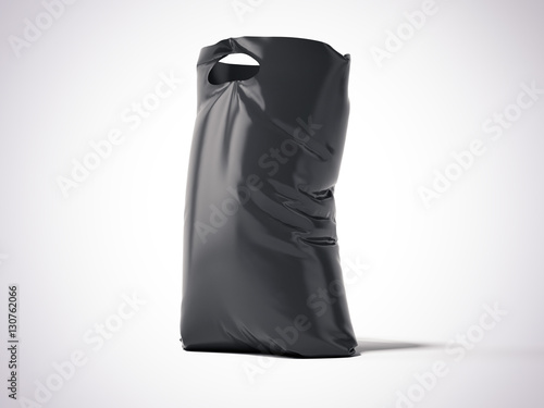 Black plastic bag in a studio. 3d renderign photo