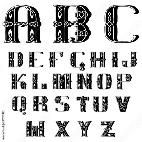 beautiful Celtic font with patterns