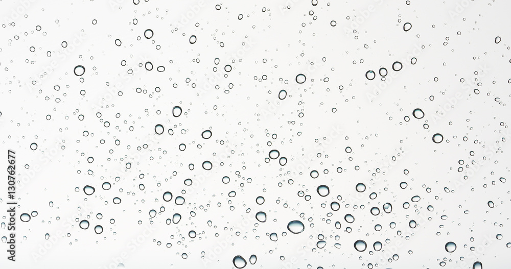 clean round water drops on transparent glass