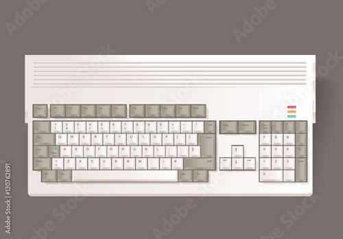 Vintage Compuer 16 bit on gray background