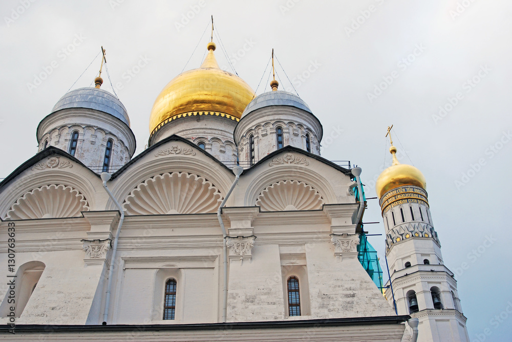 Archangels church of Moscow Kremlin. Color photo.