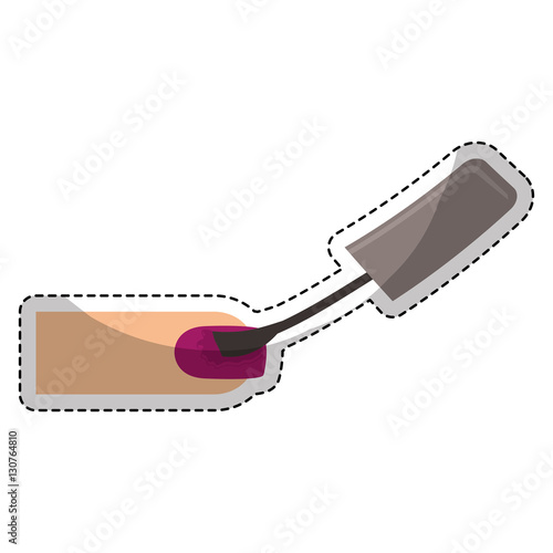 woman finger with nail lacquer icon over white background. colorful design. vector illustration