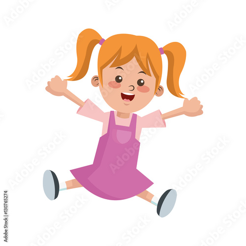 Girl cartoon icon. Kid childhood little and people theme. Isolated design. Vector illustration