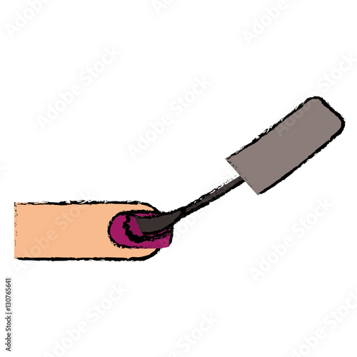 woman finger with nail lacquer icon over white background. colorful design. vector illustration