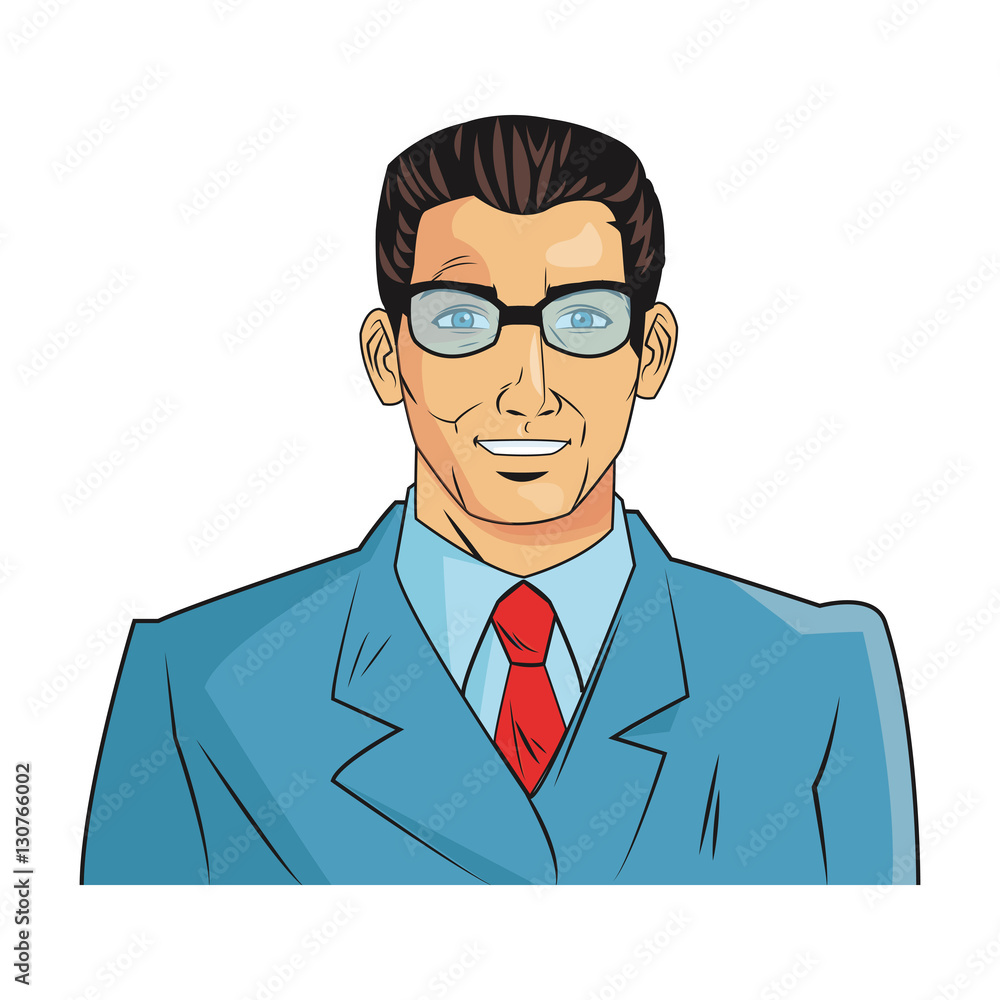 Man cartoon with suit icon. Male avatar person people and human theme. Isolated design. Vector illustration Man cartoon with suit icon. Male avatar person people and human theme. Isolated design. Vector illustration