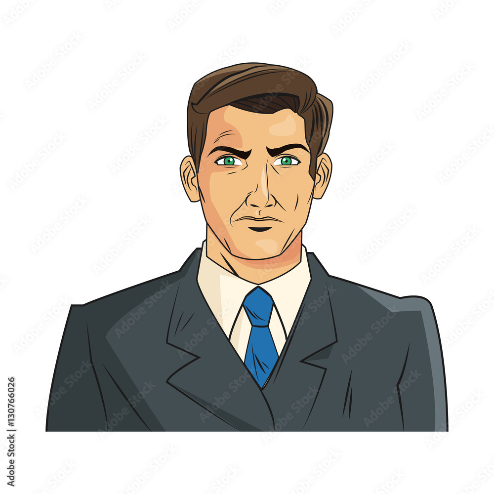 Man cartoon with suit icon. Male avatar person people and human theme. Isolated design. Vector illustration
