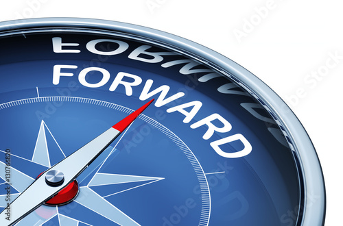 Fotografie 3D rendering of a compass with a forward icon
