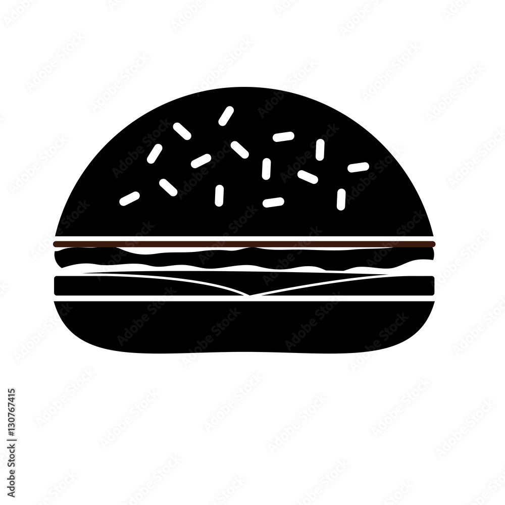 silhouette of hamburger icon over white background. fast food concept. vector illustration silhouette of hamburger icon over white background. fast food concept. vector illustration
