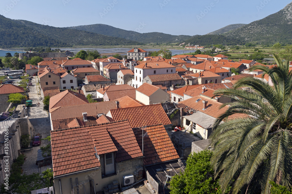 Town Ston on Peljesac peninsula in Croatia is known for oysters and salt productionn