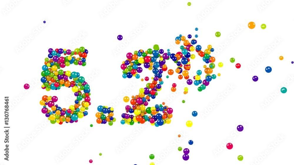 The colorful five point two percent sign of shiny 3D marbles isolated on white background The colorful five point two percent sign of shiny 3D marbles isolated on white background