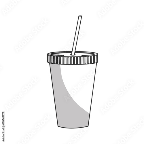 soda drink disposable cup with straw icon over white background. vector illustration