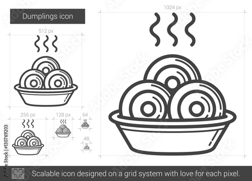 Dumplings line icon.