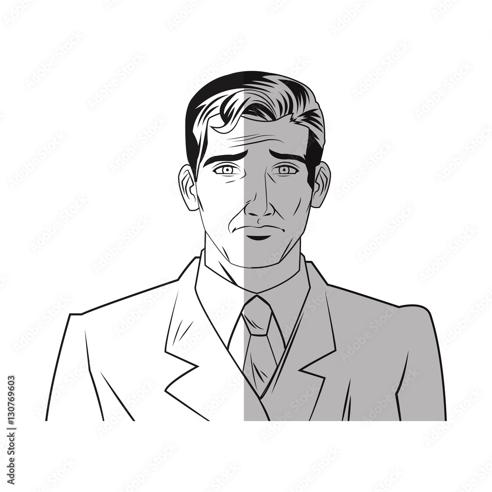 Man cartoon with suit icon. Male avatar person people and human theme. Isolated design. Vector illustration