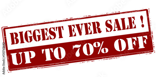 Biggest ever sale up to seventy percent off